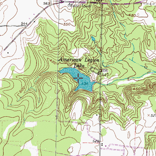 Topographic Map of American Legion Lake, TX
