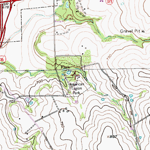 Topographic Map of American Legion Park, TX