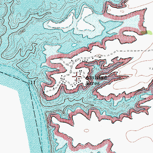 Topographic Map of Amistad Acres, TX
