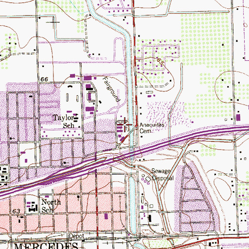 Topographic Map of Anacuitas Cemetery, TX
