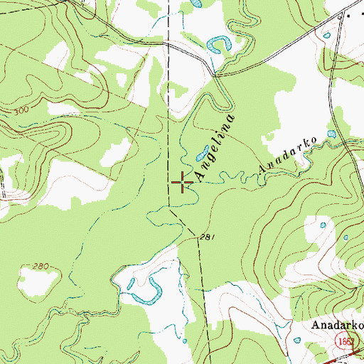 Topographic Map of Anadarko Creek, TX
