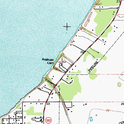 Topographic Map of Anahuac Cemetery, TX