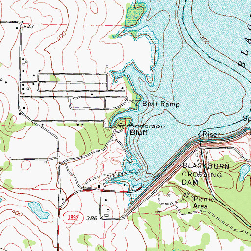 Topographic Map of Anderson Bluff, TX