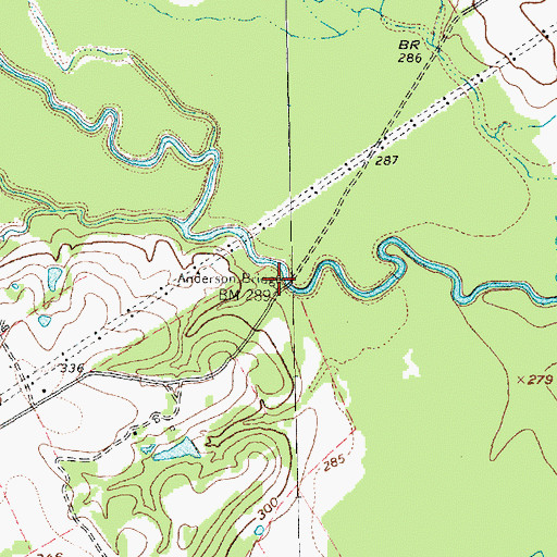 Topographic Map of Anderson Bridge, TX