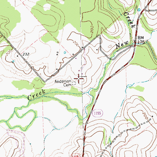 Topographic Map of Anderson Cemetery, TX