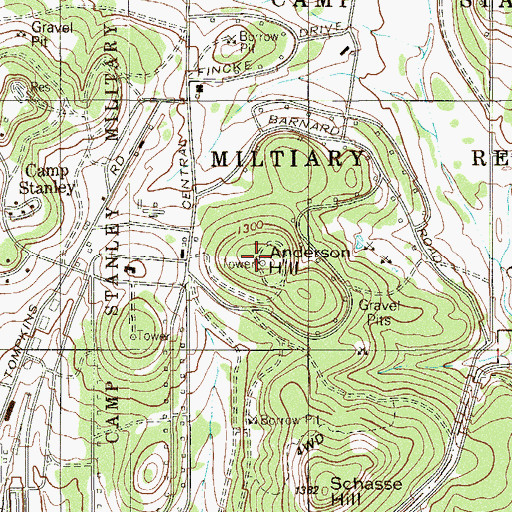 Topographic Map of Anderson Hill, TX