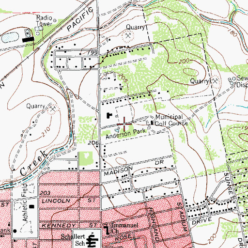 Topographic Map of Anderson Park, TX