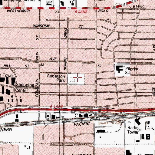 Topographic Map of Anderson Park, TX