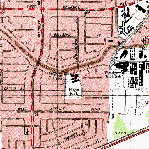 Topographic Map of Anderson School, TX