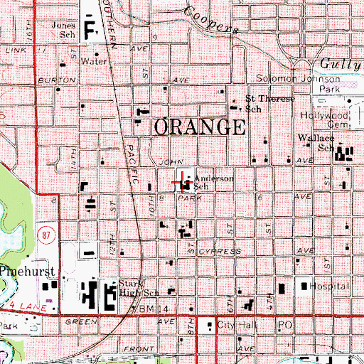 Topographic Map of Anderson School, TX