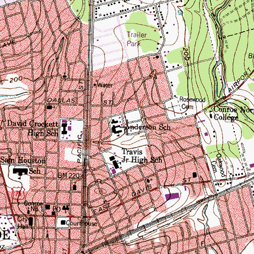 Topographic Map of Anderson School, TX
