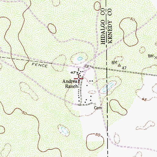 Topographic Map of Andrea Ranch, TX