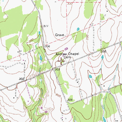 Topographic Map of Andrew Chapel Cemetery, TX