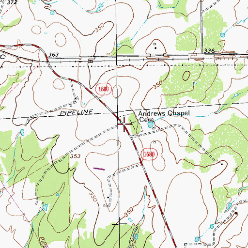 Topographic Map of Andrews Chapel Cemetery, TX