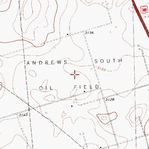 Topographic Map of Andrews South Oil Field, TX