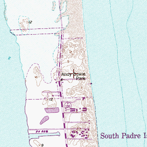 Topographic Map of Andy Bowie Park, TX