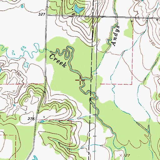Topographic Map of Andys Creek, TX