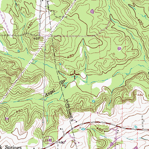 Topographic Map of Angel Branch, TX