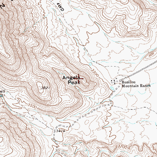 Topographic Map of Angela Peak, TX