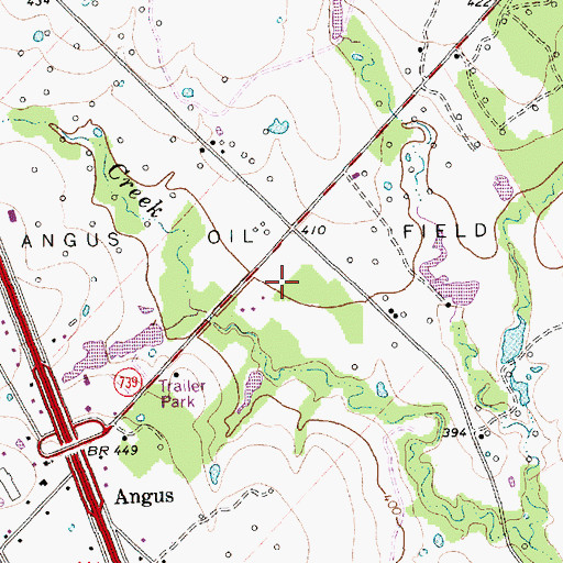 Topographic Map of Angus Oil Field, TX