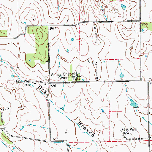 Topographic Map of Annas Chapel Cemetery, TX
