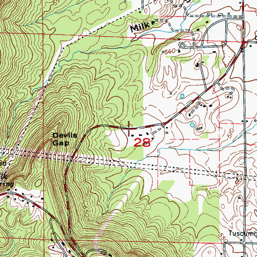 Topographic Map of Melrose, AL