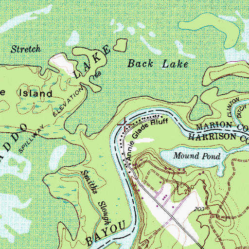 Topographic Map of Annie Glade Bluff, TX