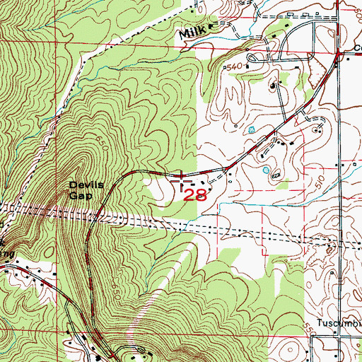 Topographic Map of Melrose School (historical), AL