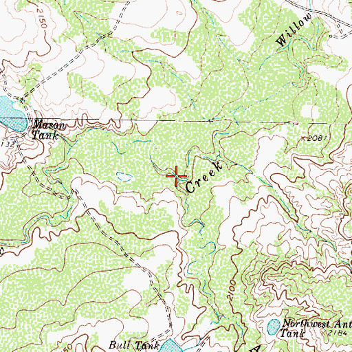 Topographic Map of Antelope Creek, TX
