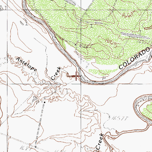 Topographic Map of Antelope Creek, TX
