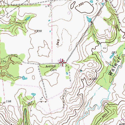 Topographic Map of Antioch Cemetery, TX