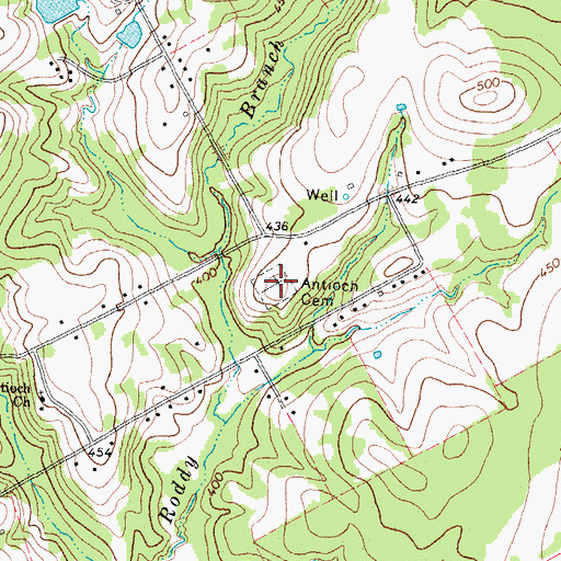 Topographic Map of Antioch Cemetery, TX