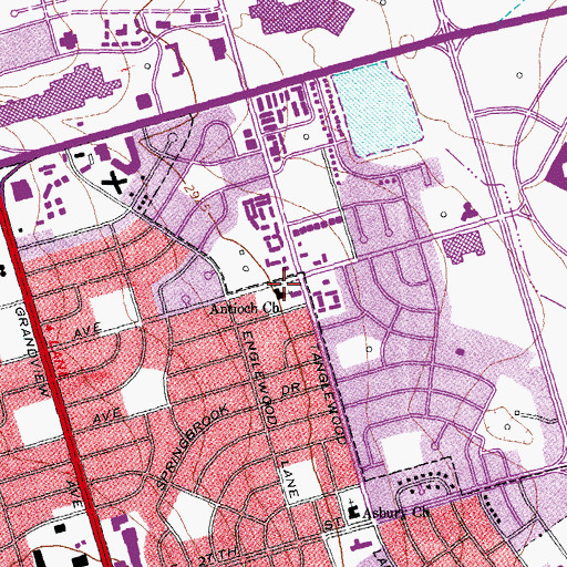 Topographic Map of Antioch Church, TX