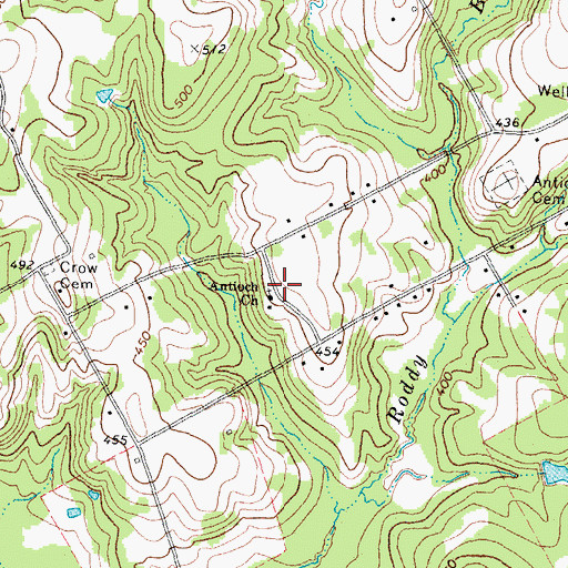 Topographic Map of Antioch Church, TX