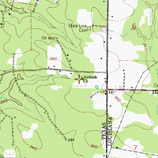 Topographic Map of Antioch Church, TX