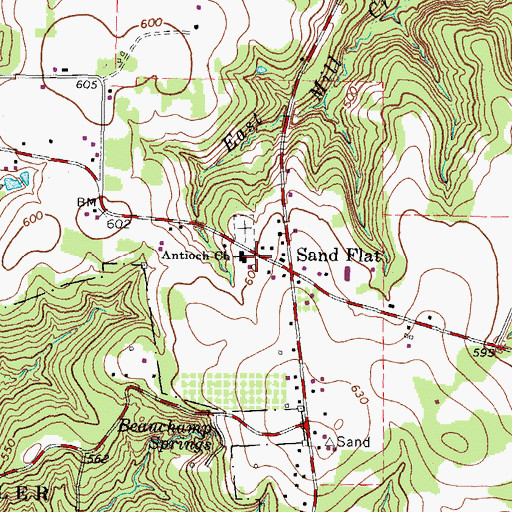 Topographic Map of Antioch Church, TX