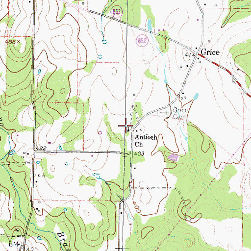 Topographic Map of Antioch Church, TX