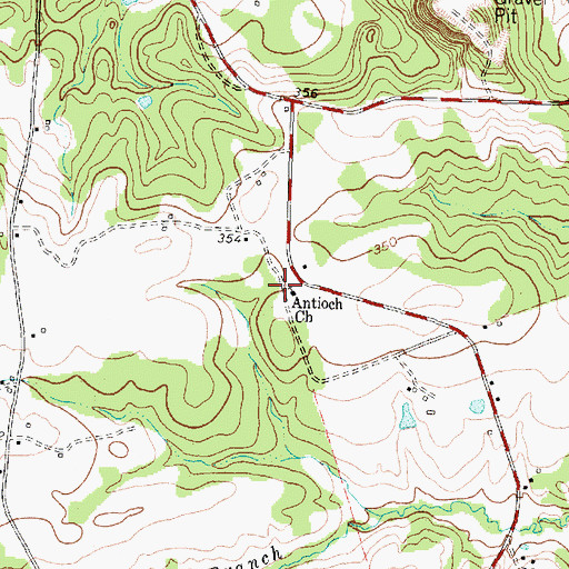 Topographic Map of Antioch Church, TX