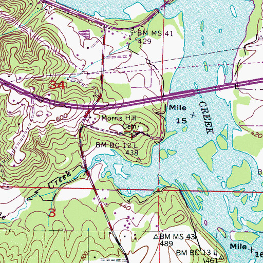 Topographic Map of Morris Hill Full Gospel Pentecostal Church, AL