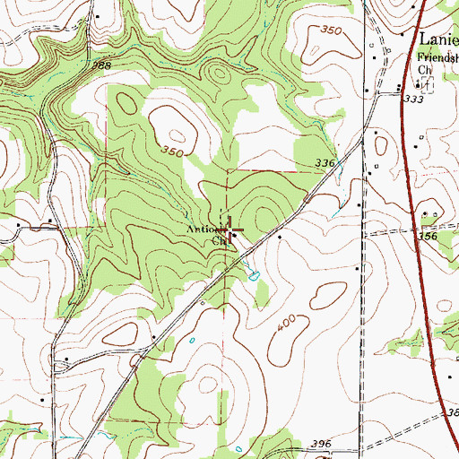 Topographic Map of Antioch Church, TX