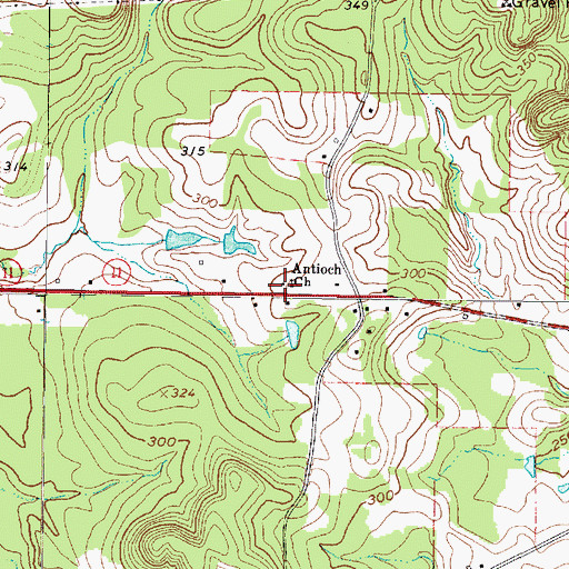 Topographic Map of Antioch Church, TX