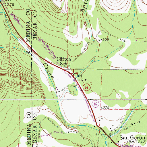 Topographic Map of Anton Hollow, TX
