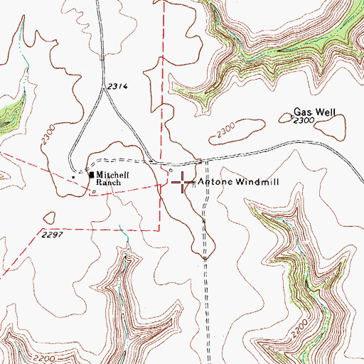 Topographic Map of Antone Windmill, TX