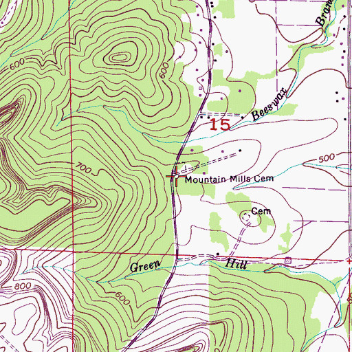 Topographic Map of Mountain Mills Methodist Episcopal Church (historical), AL