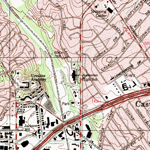 Topographic Map of Antonian High School, TX
