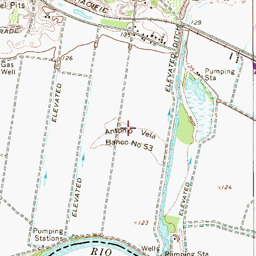 Topographic Map of Antonio Vela Banco Number 53, TX