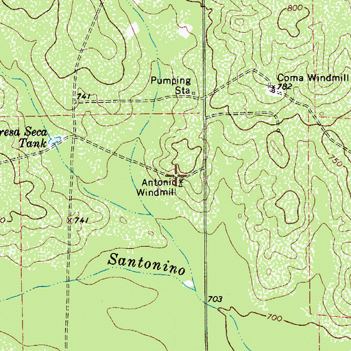 Topographic Map of Antonio Windmill, TX