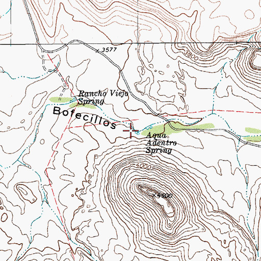Topographic Map of Aqua Adentro Spring, TX