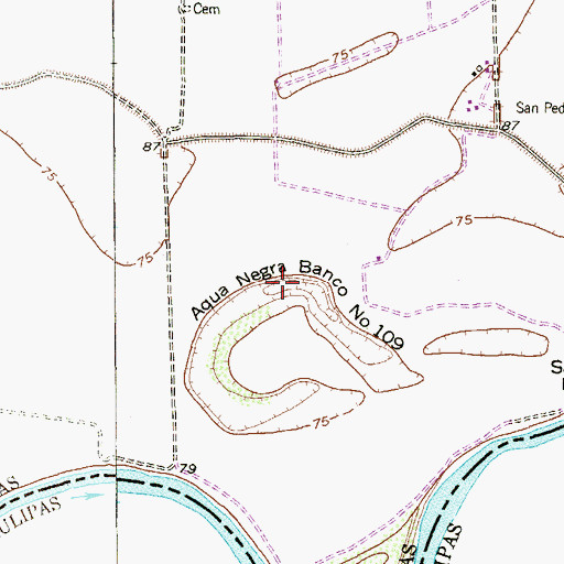 Topographic Map of Aqua Negra Banco Number 109, TX