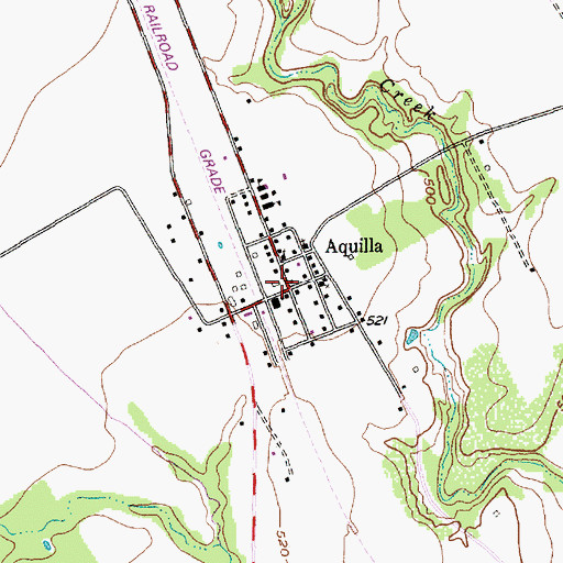 Topographic Map of Aquilla, TX
